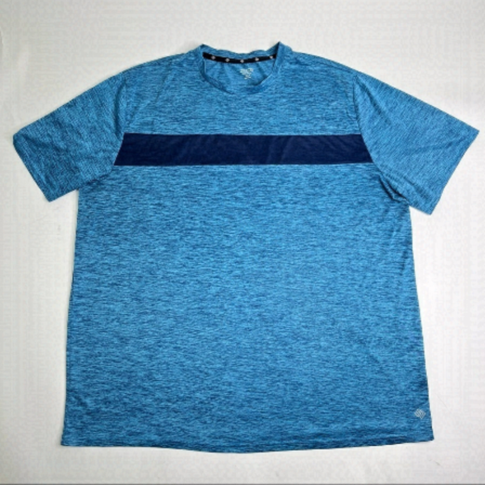 𝅺ZELOS Heathered Blue Lightweight Breezy Navy Stripe Active Running T-Shirt Top